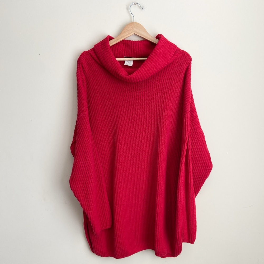 Cozy Red Chunky Turtleneck Knit Sweater